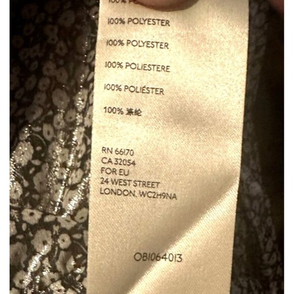 Free People XS Talk That Talk Metallic Silver Floral Puff Sleeve Ruffle Top - Picture 7 of 15